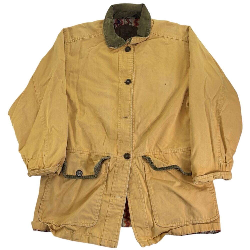 VTG Mens Small Woolrich Southwestern Aztec Blanket Lined Barn Jacket Yellow Coat